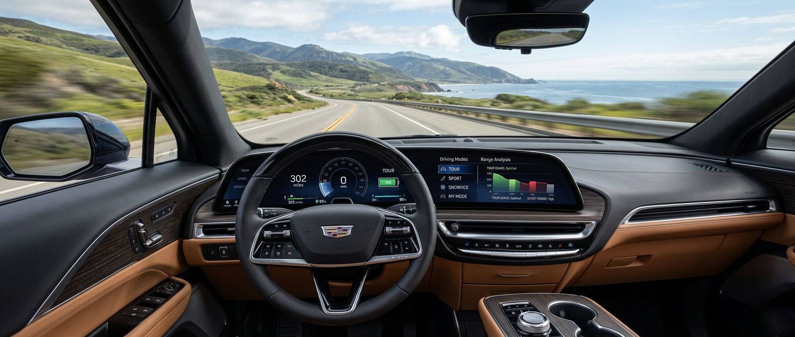 do the driving modes in cadillac lyriq offer different ranges or battery usages?